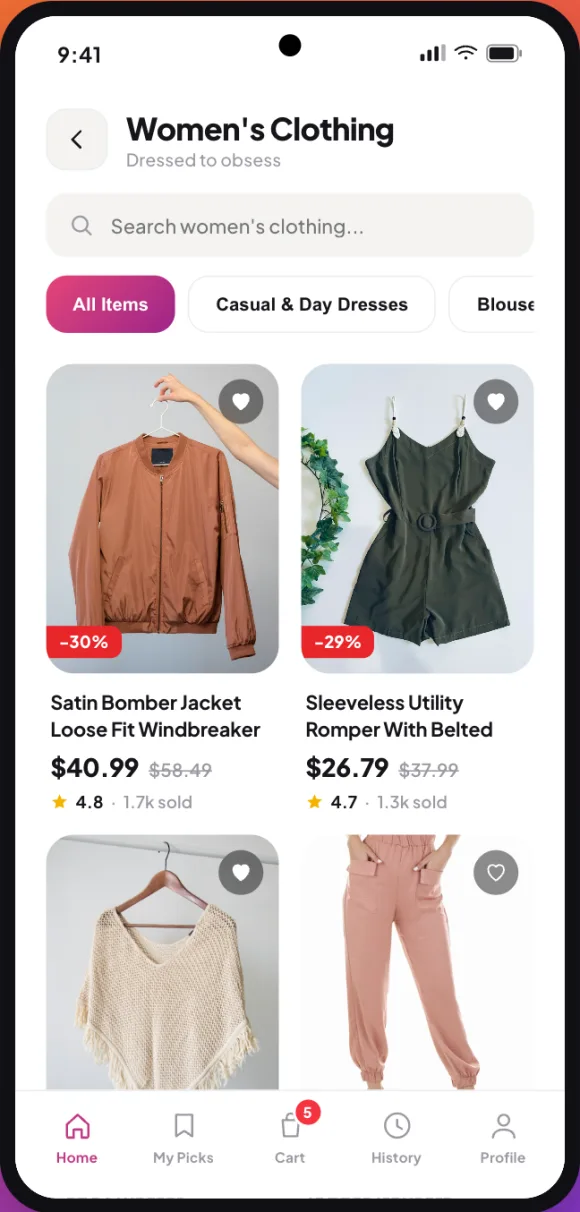 The Women's Clothing feed in DopaSpace
